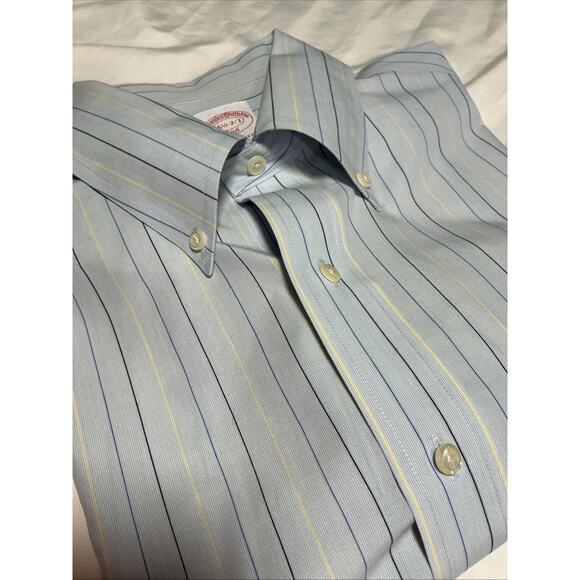 BROOKS BROTHERS Dress Shirt 346 Regular Fit ALL COTTON 15.5 2/3 Blue Striped - Picture 1 of 16